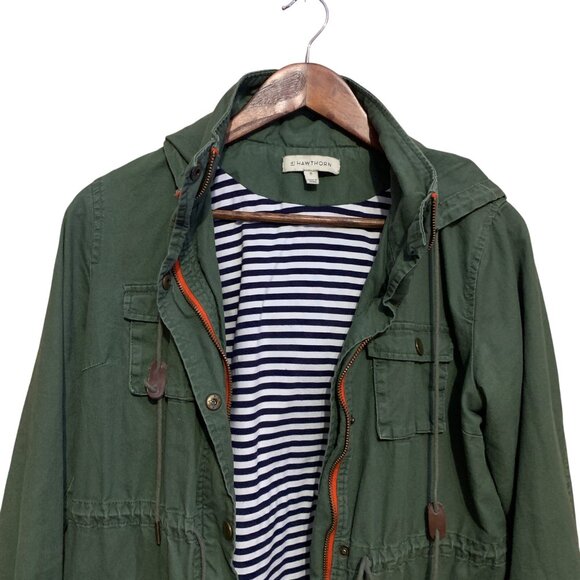 41 Hawthorn Women's Jacket Olive Green Military Chore Style Hood Large Pockets M - Picture 3 of 10